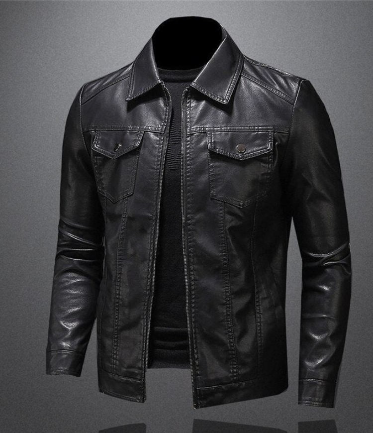 CARLOS | CHAQUETA CUERO NEGRO