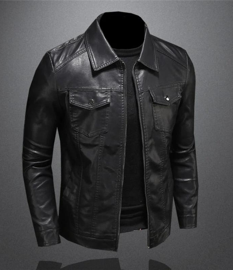 CARLOS | CHAQUETA CUERO NEGRO